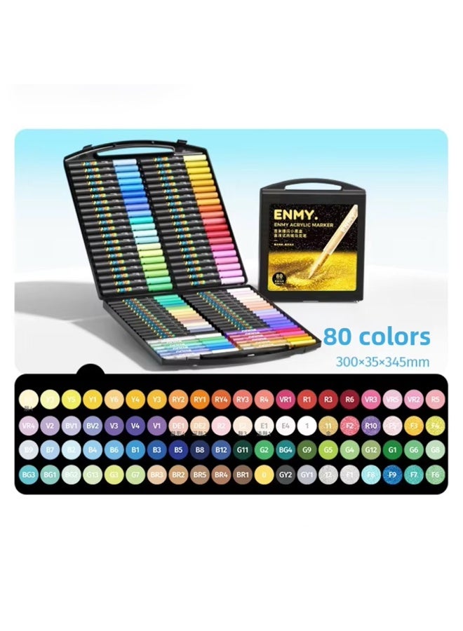 العدو مجموعة أقلام إنمي ماركرز أكريليك سائل براق 80 لون – أقلام رسم أكريليك ذات سن ناعم بألوان متألقة وفلورسنت | حبر سريع الجفاف، غير سام، قابل للغسل على الماء، مثالية للفنون، الرسم، الحرف اليدوية، المدرسة والمكتب | تغطية عالية الكثافة مع تأثيرات براقة ونيون - Image 1